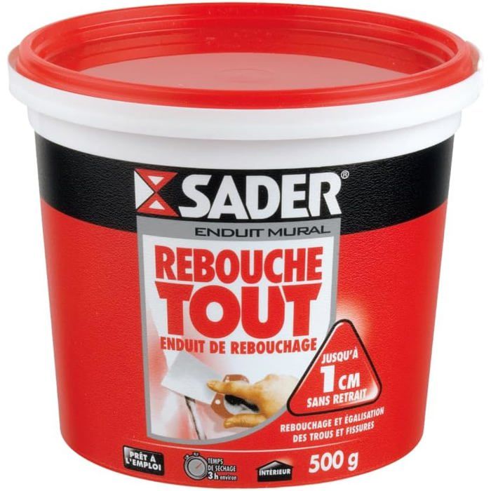 Sader Enduit Rebouchage Blanc 500G Prêt À L’Emploi Répare Trous Et Fissures Murales Plaques De Plâtre Tous Supports Sader Enduit Rebouchage Blanc 500G Prêt À L’Emploi Répare Trous Et Fissures Murales Plaques De Plâtre Tous Supports