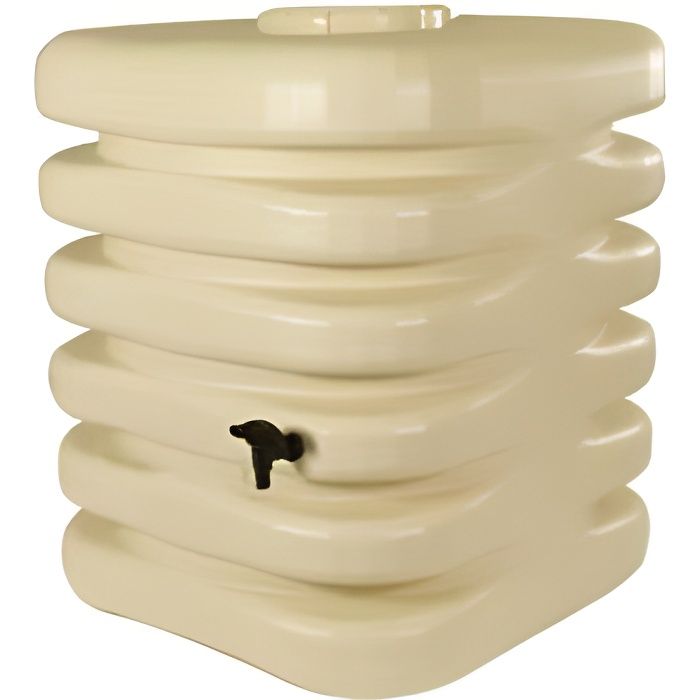 Récupérateur d'eau de pluie cubique - ACCU BAT - 1000 L - Cuve aérienne - Plastique - Beige