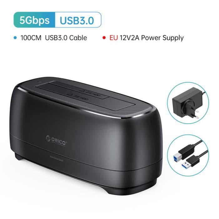 Station D'Accueil 5 Baies ORICO USB 3.0 - Boîtier Disque Dur Magnétique Jusqu'à 90To, Compatible Windows Mac Linux