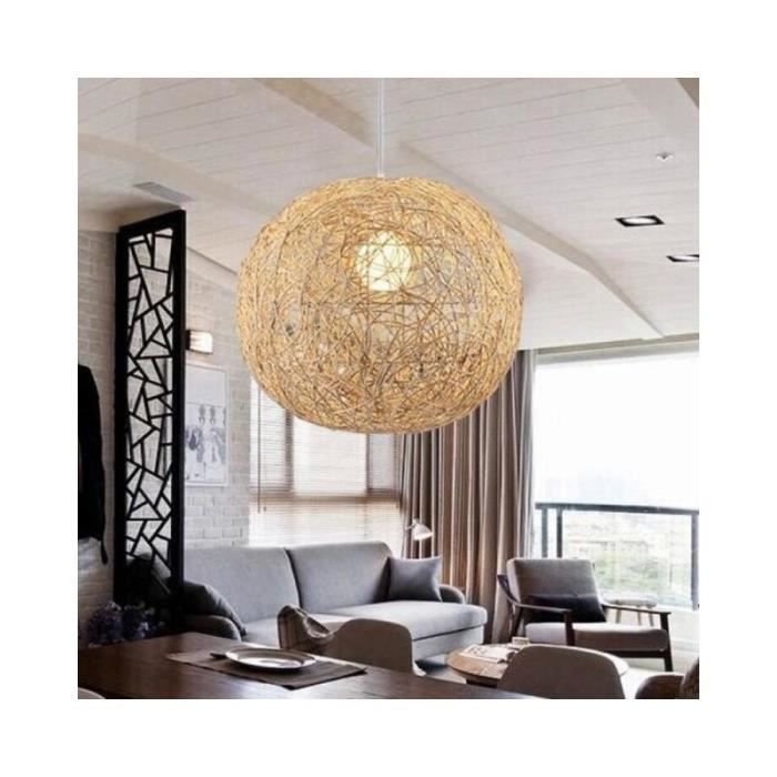 Lustre Lampe Bambou Lustre En Rotin Et Osier Abat Tissage Lumiere