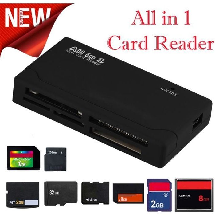 Tous en 1 multi lecteur de carte mémoire USB pour SD SDHC Mini Micro M2 MMC  XD CF MS lecteur de cartes 213 - Cdiscount Informatique