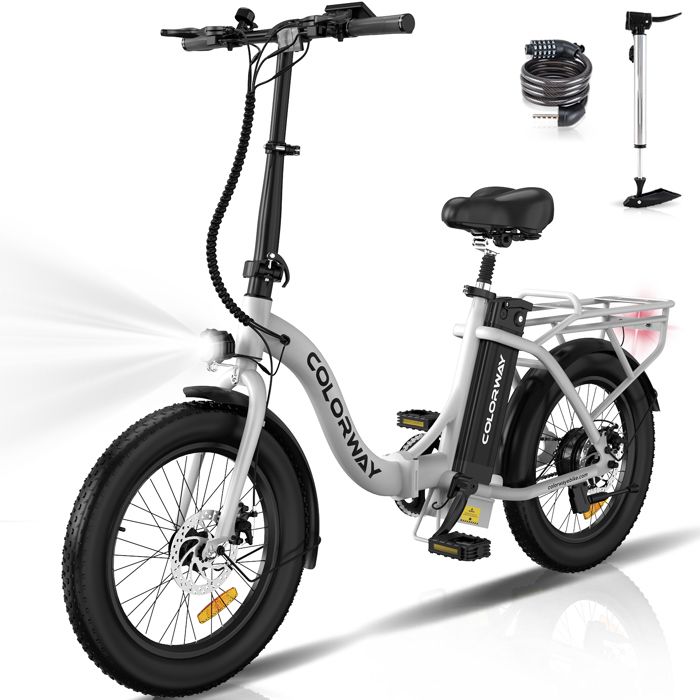 COLORWAY Velo electrique Pliable 20 Blanc Velo Assiatance electrique avec Batterie 36V 12Ah Moteur 250W VAE E BIKE pliant Cdiscount Sport
