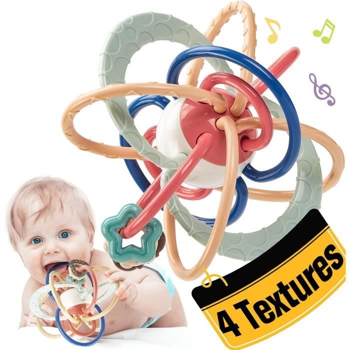 Jouets de dentition sensorielle pour bébé, jouets de dentition pour bébés 0-6  mois, boule de dentition pour bébé hochet pour bébé