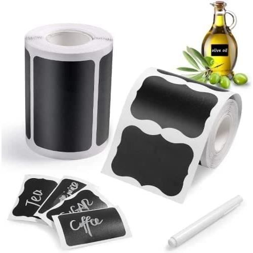 Étiquettes Tableau Noir DZSEE - 280 Autocollants + 2 Stylos - Pour Pots, Bouteilles, Organisation