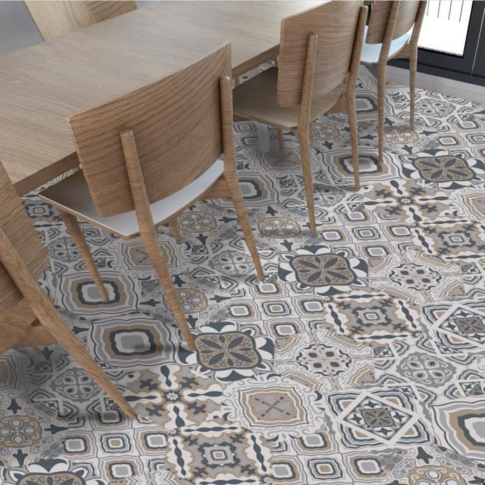 Autocollant de Carrelage Auto-Adhésif pour Sol Mural Décoration Cuisine Salle de Bain Vinyle