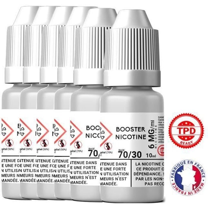 Pack Booster Nicotine 6 mg 10 ml 70/30 - 70% PG / 30% VG DIY Lot