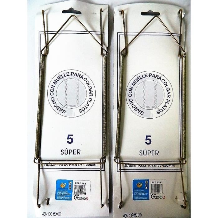 2 accroche assiette grand plat mural à ressort décoration N5 30 à 37cm