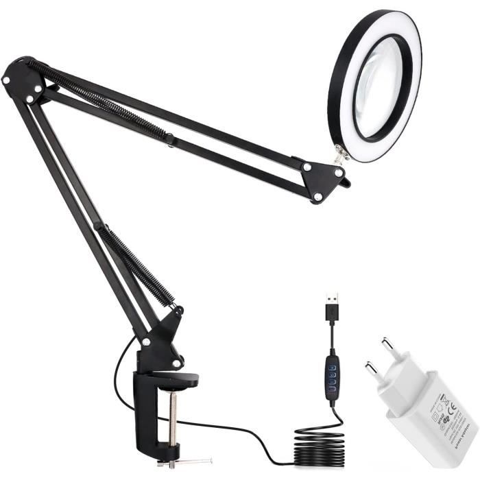 Lampe loupe LED de 105 mm, 10 niveaux à intensité variable, 3 modes de