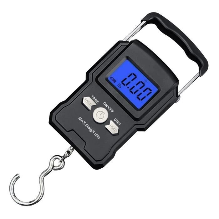 Balance à poisson numérique avec règle et prise, portable, 110 lb/50 kg, balance à bagages, écran LCD rétro4.2