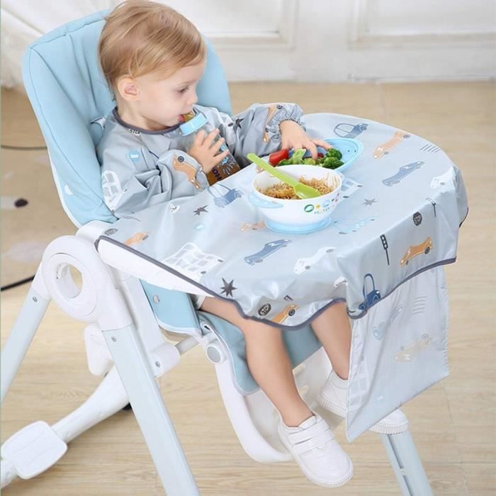 Bavoir Tablier à Manches Longues – Imperméable – Réutilisable – Sans BPA – 6 à 36 Mois – Repas, Peinture, Jeux