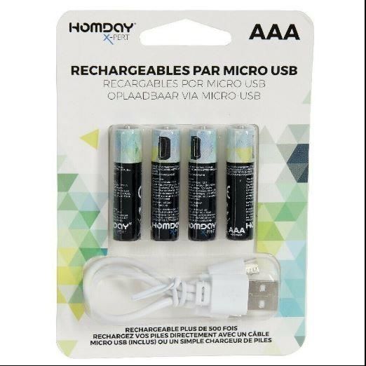 Pile rechargeable USB AAA x4 homday - Cdiscount Jeux - Jouets