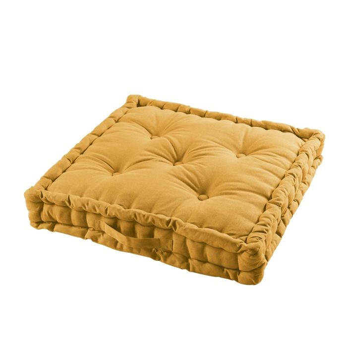 CDaffaires Coussin de sol 60 x 60 x 10 cm coton uni panama Miel