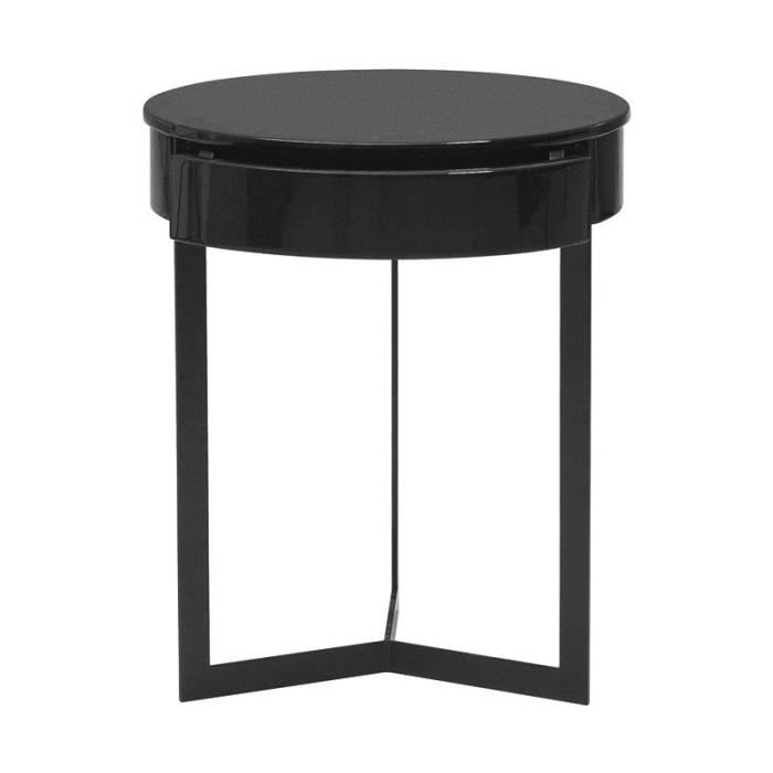 Table De Nuit Ronde Winter Noir Laque Achat Vente Table Basse