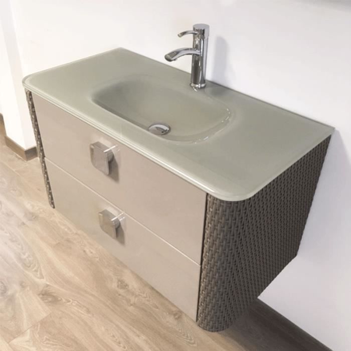 Meuble Salle De Bain Avec Vasque 90 Cm Meubles De Salle De 90 Cm Avec Tiroir Et Cabinet A Jour Modele Berlin Lampe A Led 02010041100026