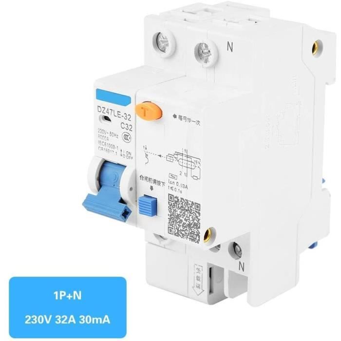 Interruttore di Corrente Residua di Fi Dz47Le 32 1P N C32 Rccb Circuito Elettrico a Corrente Residua 30Ma 230V