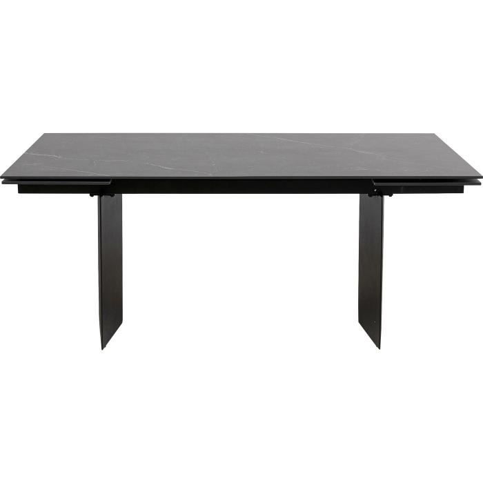 table à rallonges - kare design - novel - effet marbre noir - capacité 10-12 personnes