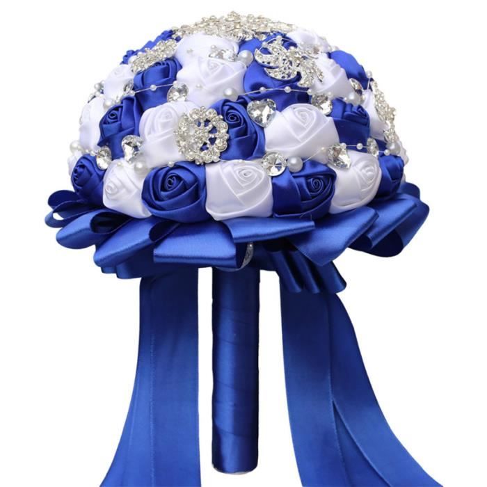 Bouquet De Fleur Mariage Blanc Et Bleu Achat Vente Pas Cher