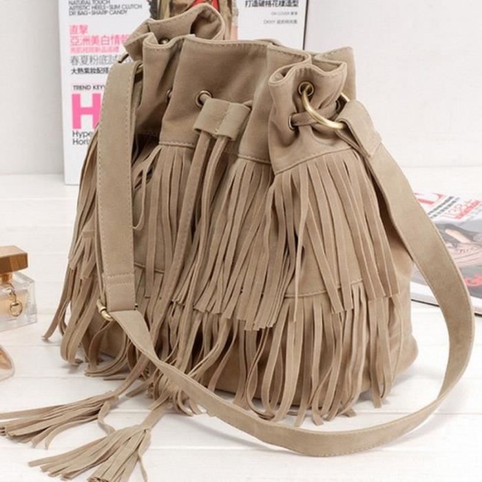 Sac main beige frange TU Achat Vente Sac main beige