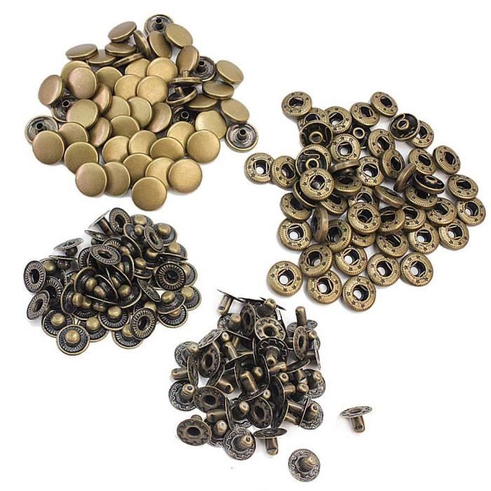 50Pcs À faire soi-même 2 trous plat bois boutons pression Noir Fait à la main Boutons Artisanat