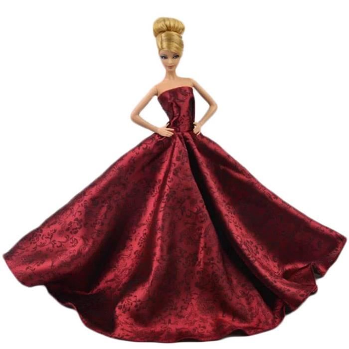1pcs Barbie vetement Robe pour barbie Poupee robe de mariee Barbie robe de soiree Barbie robe de mariee Vin rouge Cdiscount Jeux Jouets