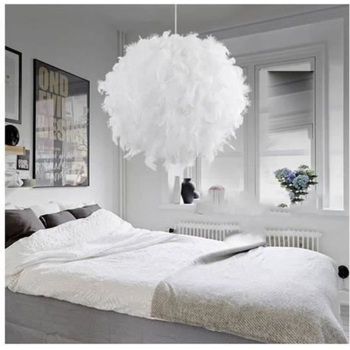 moderne de luxe blanc plume ball plafond lustre pendentif lumière lampadaire décor droplight e27 (ampoule non inclus)