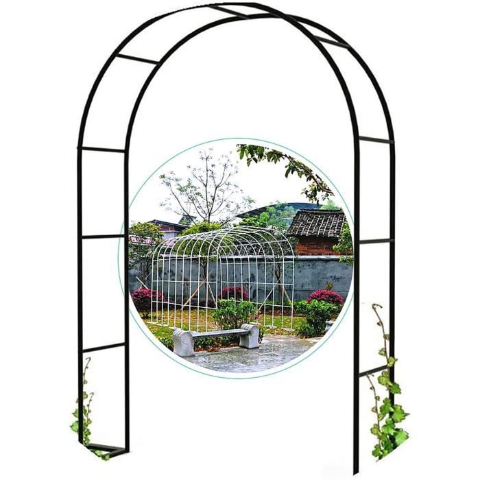 Arche à Rosiers En Acier Pulvérisé Noir - H 190,5 Cm - Support Plantes Grimpantes, Décoration Jardin & Terrasse