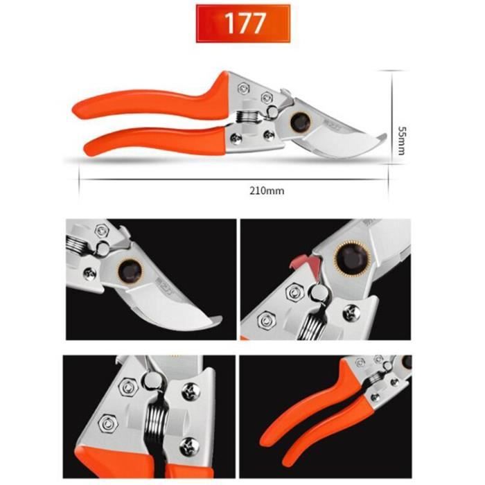 Lot De 2 Sécateurs De Jardin En Acier Inoxydable - Ciseaux De Jardinage Ergonomiques Vert Et Orange Pour Fleurs, Branches Et Bonsaïs