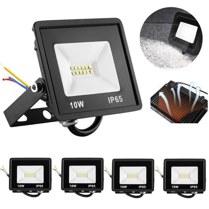 Aufun 5 x 10 W Projecteur LED Extérieur IP65 Étanche Aluminium Phare Lumière pour Cour Garage Blanc Froid