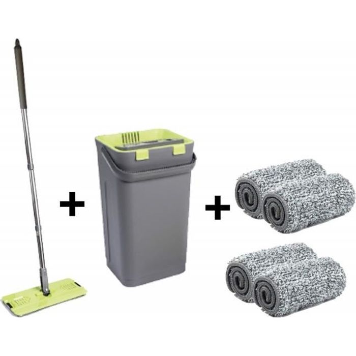 nouveau balai magique de nettoyage seau essoreur double compartiment 4 tetes microfibre tete pivotante 360 360 cdiscount maison