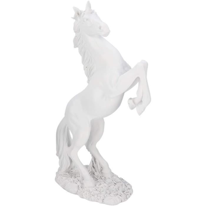 Statue Cheval Résine Blanche - Décoration Moderne 18x31.5cm