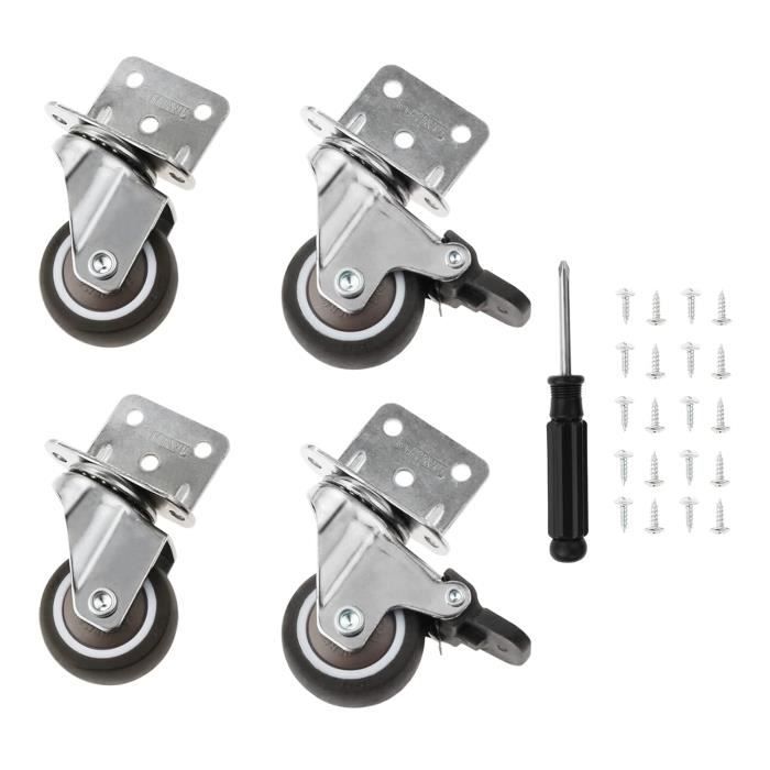 Lot De 4 Roulettes Pivotantes 50mm Sans Frein - Pour Meuble, Valise, Caisson