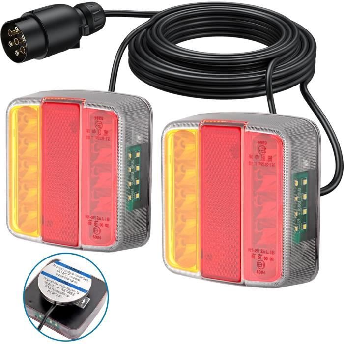 Feux Arrière Remorque PROZOR 18 LED - 7 Broches, Câble 7,5 M, IP65, Pour Remorque, Camion, 12V