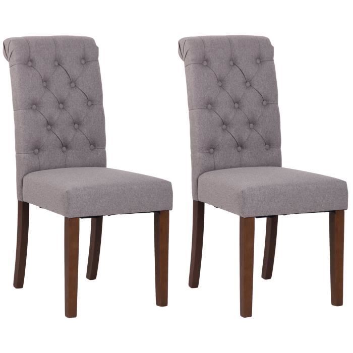 chaises de salle à manger lisburn - clp - lot de 2 - pieds en bois de caoutchouc - gris-tissu