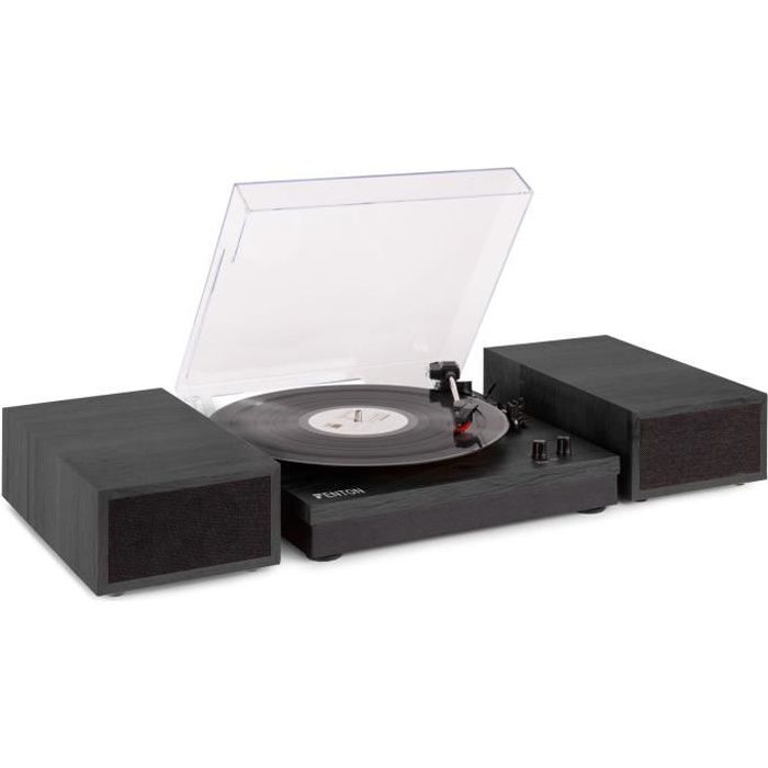 Fenton RP165B - Platine vinyle st&eacute;r&eacute;o avec Bluetooth et haut-parleurs - Noir / Gris
