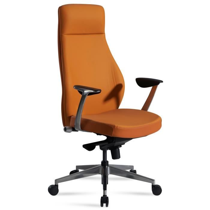 finebuy chaise de bureau simili cuir fauteuil ergonomique siège pivotante 120kg  [caramel]