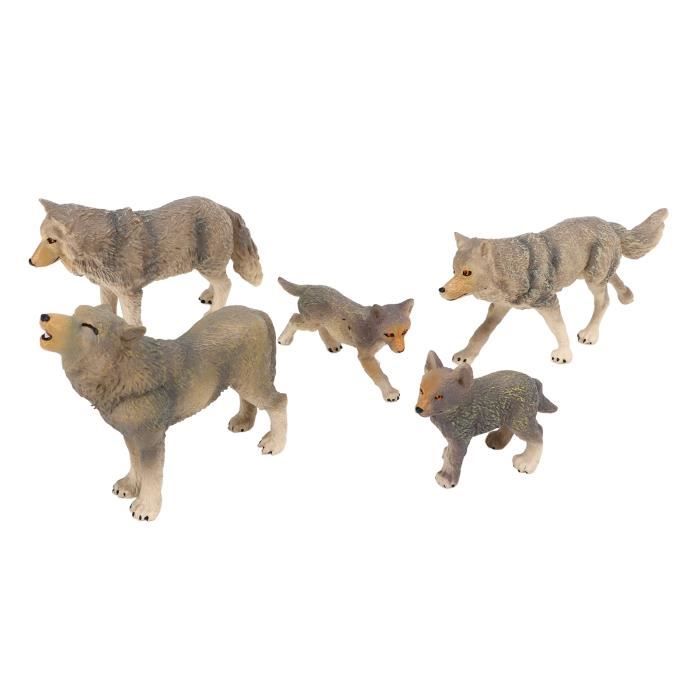 LAT 5 pi?�ces loup Figurine jouets r?�alistes d?�tails vifs en plastique Animal sauvage loup 