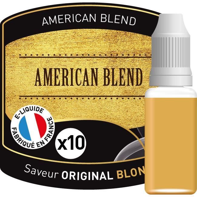 e liquide tabac blond americain Lot de 10 e-liquides saveur tabac blond american blend Gold ® 10 ml 06 mg