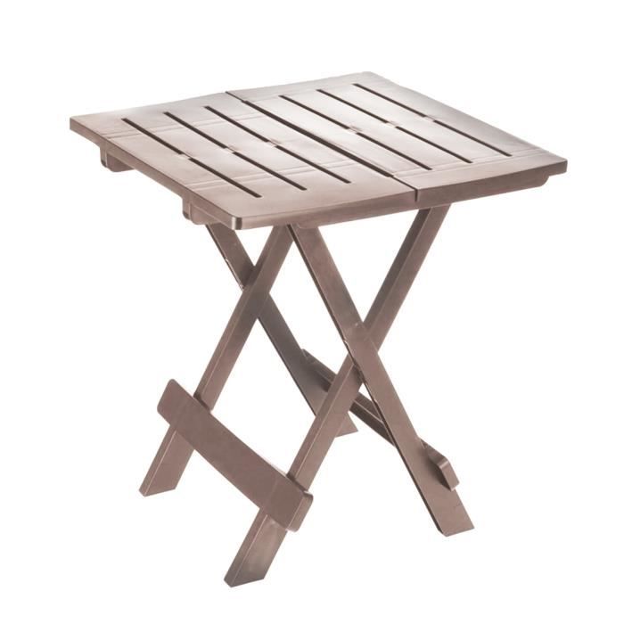 Table de jardin, table d'appoint pliante d'extérieur coloris taupe