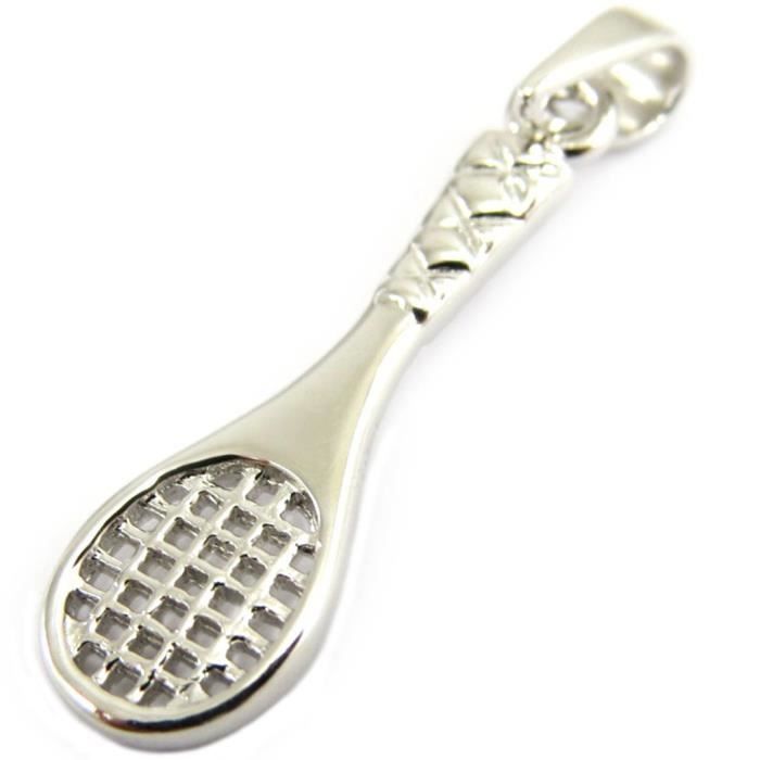 Pendentif Raquette De Tennis Avec Chaîne En Argent 55 Cm - Bijou Sportif Élégant