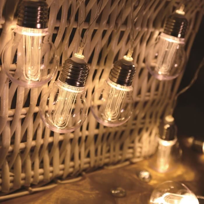 Guirlande solaire Dixy avec 10 ampoules à filament LED - LUMI JARDIN - Résistante à l'eau - 3,8 m