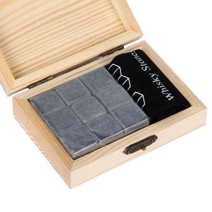Pierres à Whisky En Granit - Lot De 9 Glaçons Réutilisables - Garde Le Goût Sans Dilution