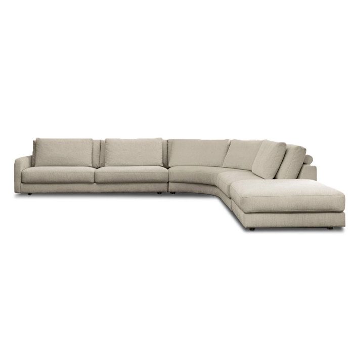 Canapé d'angle 5 places Beige Tissu Luxe Confort