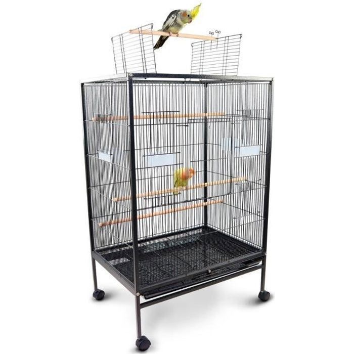 Comparer les prix de Cage à oiseaux Mobiclinic 95 x 43 x 61,5 cm 8 portes Mangeoires et abreuvoirs Roues Plateau amovible Ninfa