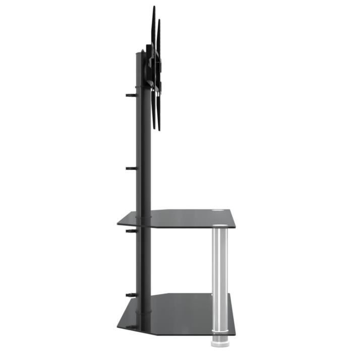 Meuble TV dangle - MOTHINESSTO - xY3684 - Noir et argenté - Compatible VESA 100x100 à 600x400 - 2 niveaux