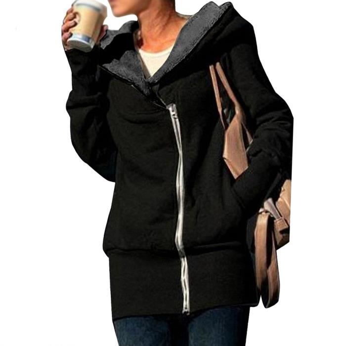 Veste survêtement de jogging manteau femme Noir Noir-Gris