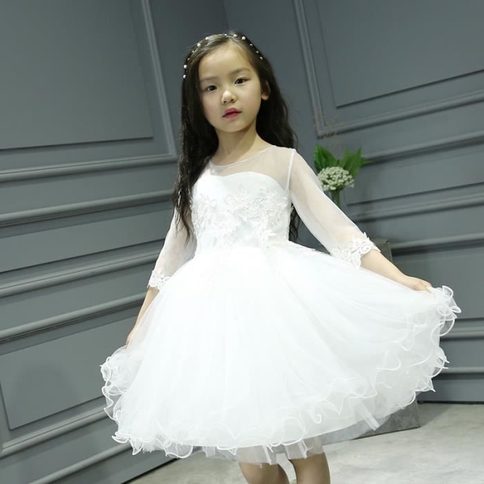 Enfant Filles Robe De Mariage Tulle 2 10 Ans Blanc Achat Vente Robe De Ceremonie Cdiscount
