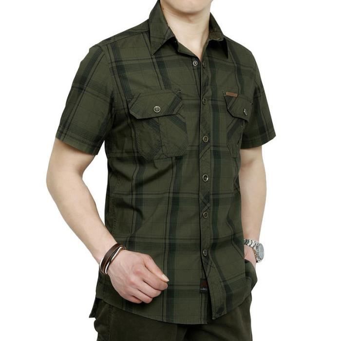 PJ PAUL JONES Chemise d'été boutonnée à manches courtes pour