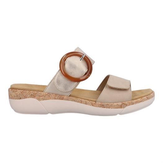 Mules femme REMONTE R6858 Beige Talon compense Bout ouvert Fermeture a scratch Beige Cdiscount Chaussures