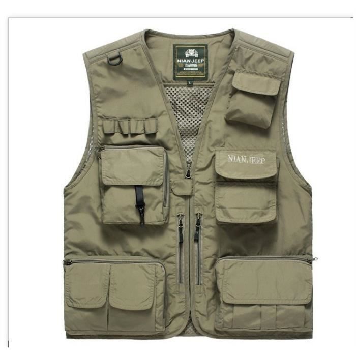 FEOYA Gilet de P/êche Homme Multi Poches Veste sans Manches Respirant pour Camping Chasse P/êche Photographie Taille S /à 2XL