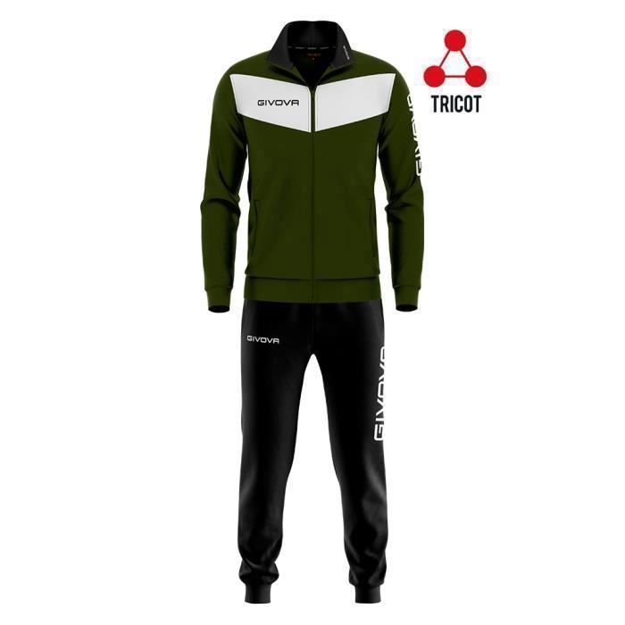 Survêtement enfant - GIVOVA - Visa - Verde Militar/Black - 100% Polyester Triacétate 220Gsm - Veste et pantalon